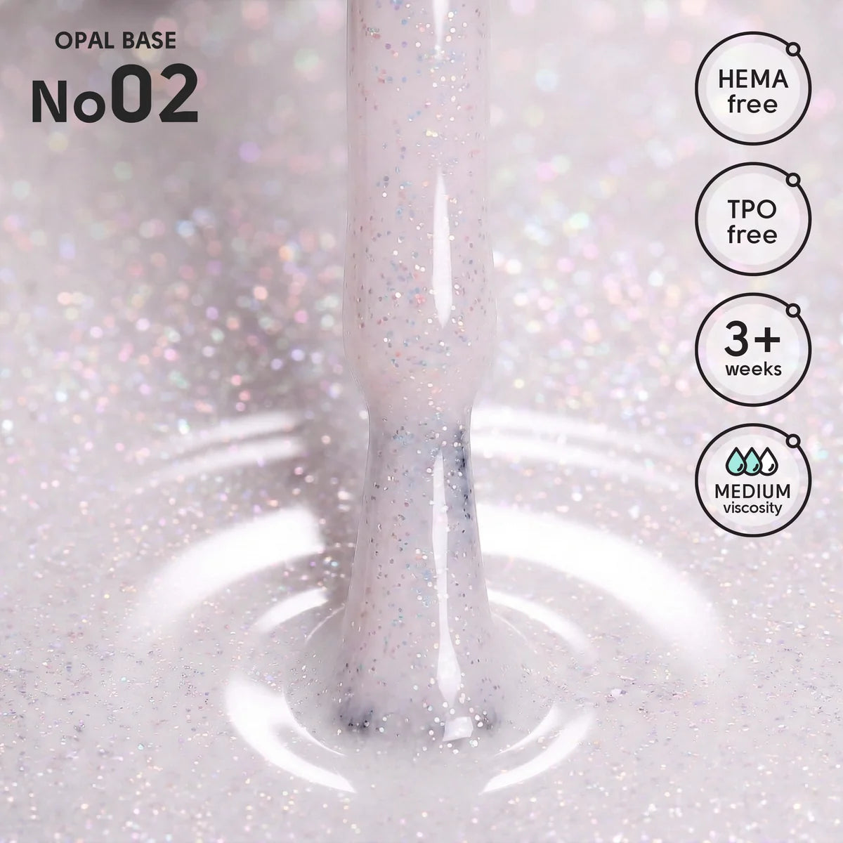 Shelly Opal Base 02 – HEMA & TPO Free Shimmer Camouflage Builder Base, 12 ml / 0.4 fl oz