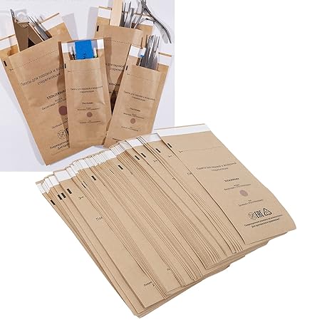 100PCS Self-Sealing Paper Pouches, Disposable Nail & Cosmetic Tool Cleaning Bags (100x200mm)
