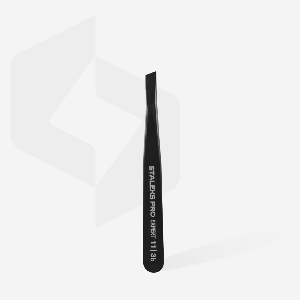 Staleks Eyebrow Tweezers Black EXPERT 11 TYPE 3b (Wide Beveled)