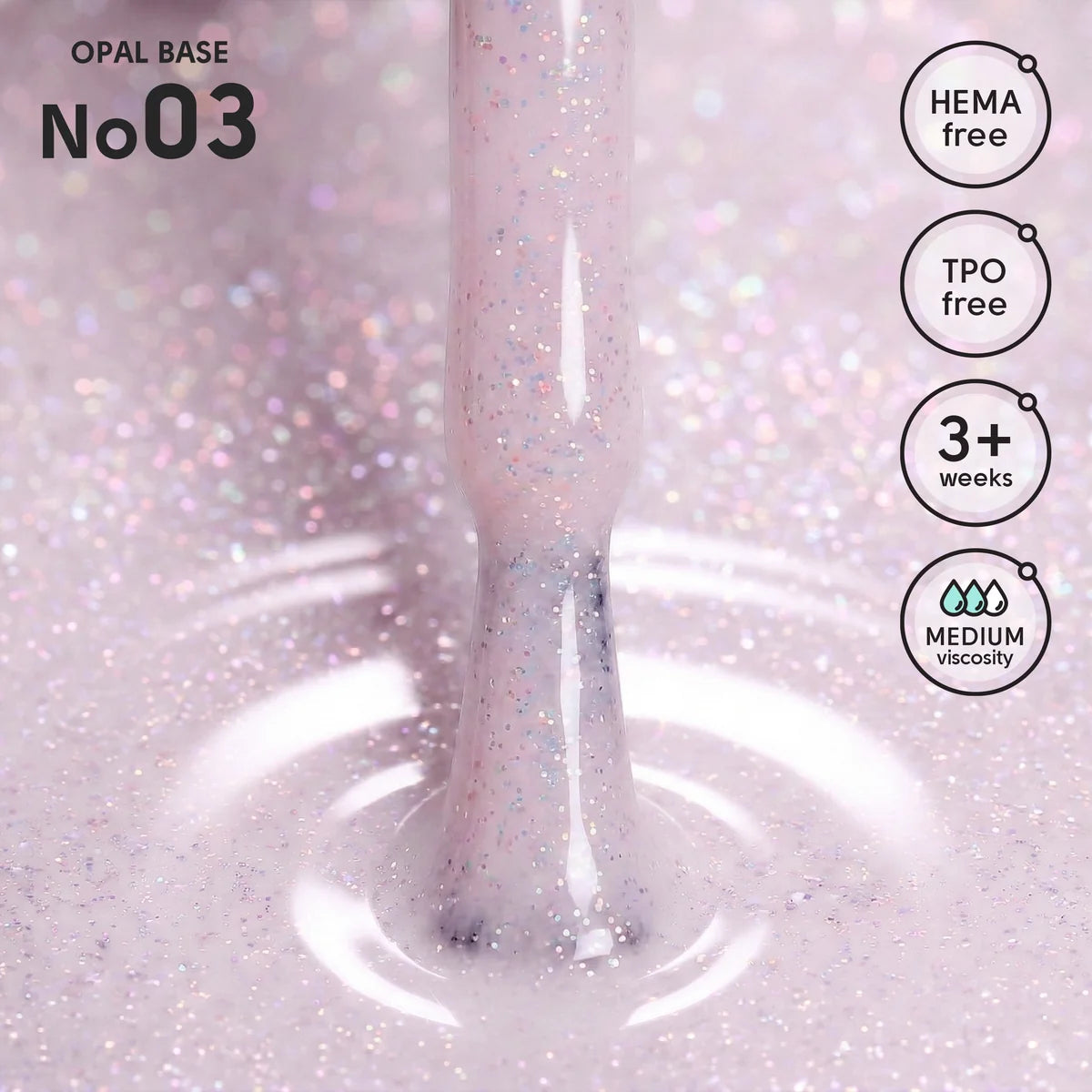 Shelly Opal Base 03 – HEMA & TPO Free Shimmer Camouflage Builder Base, 12 ml / 0.4 fl oz
